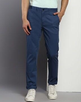 men bleecker straight fit flat-front chinos