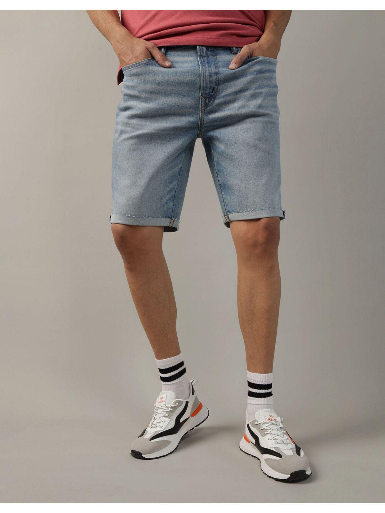 men blue airflex+ ultrasoft 9 inches denim short