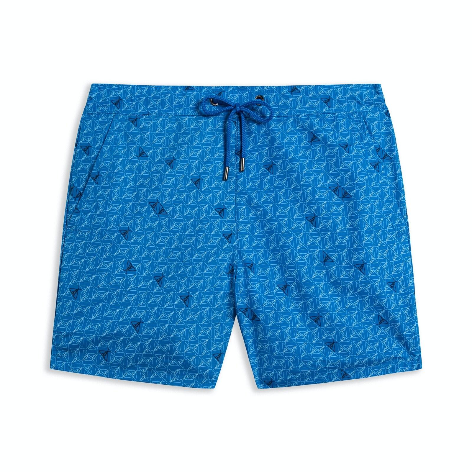 men blue butterfly print swim shorts