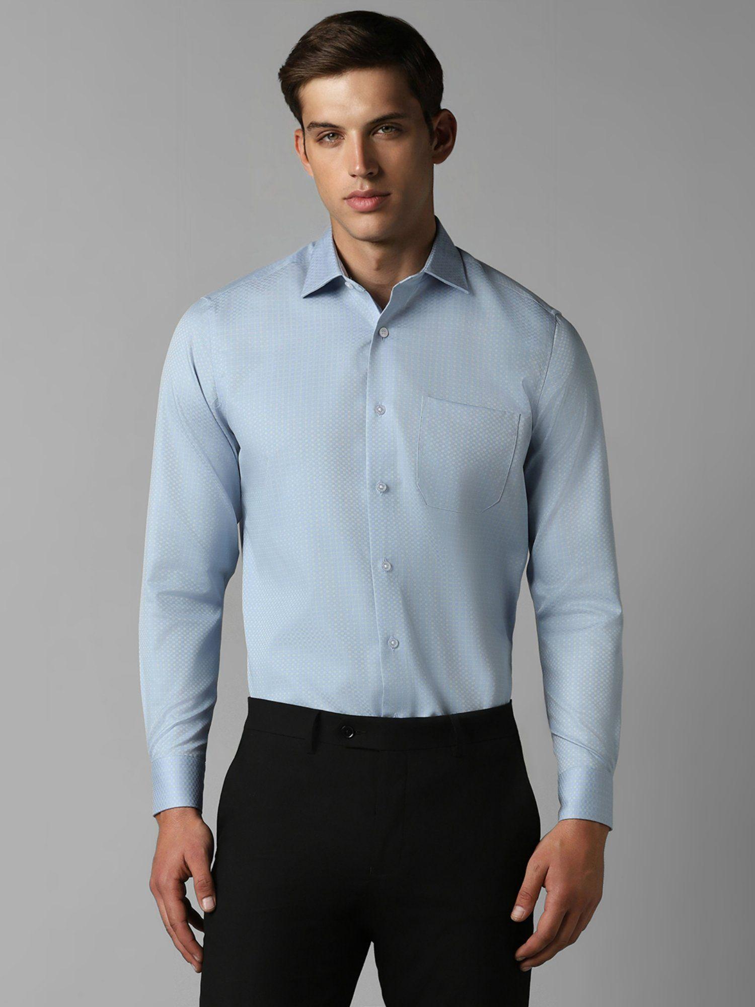 men blue classic fit check full sleeves formal shirt