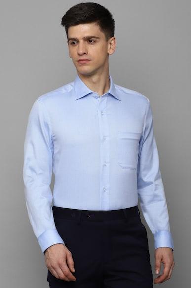 men blue classic fit textured full sleeves formal shirt