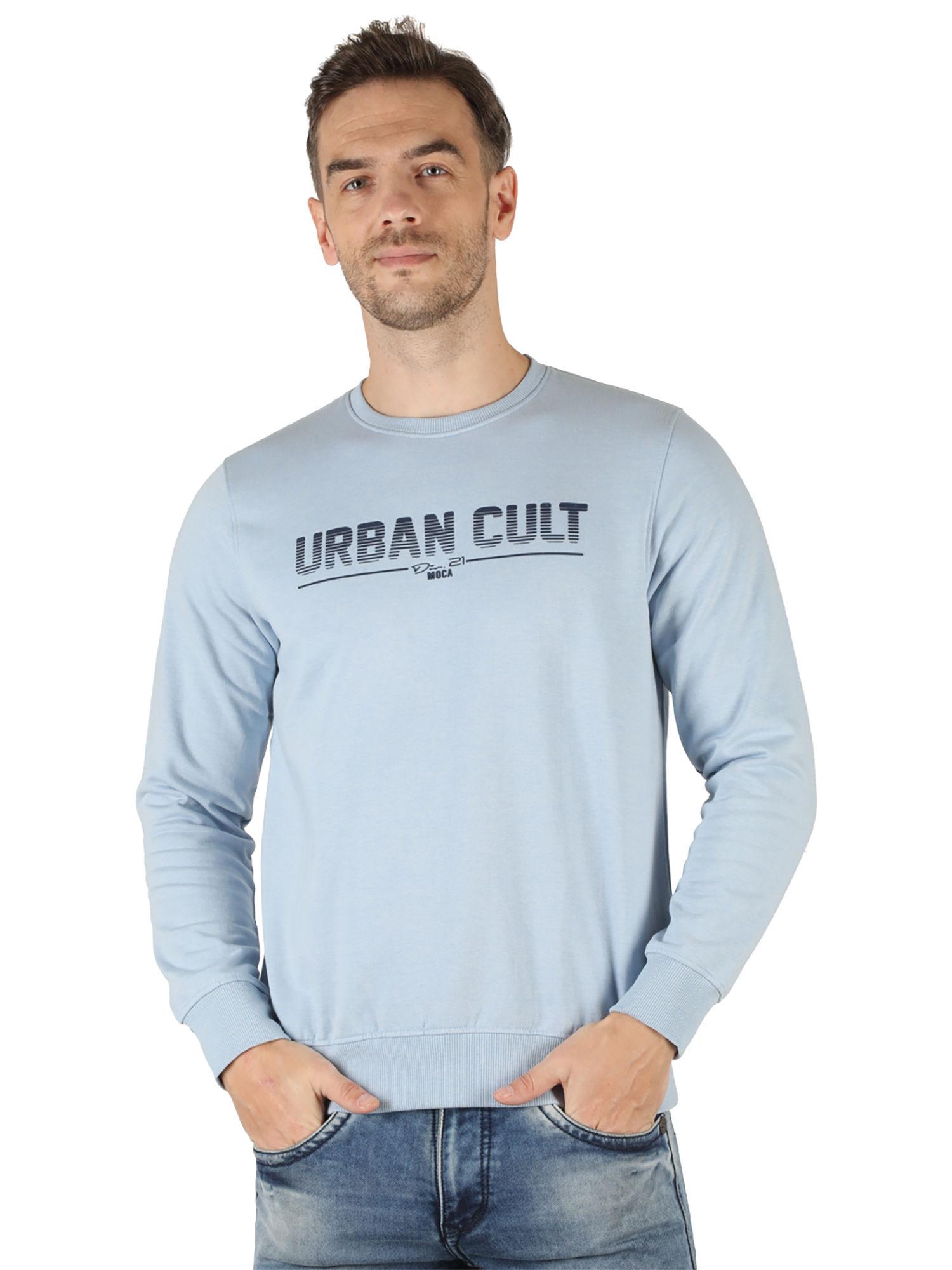 men blue cotton blend sweatshirt