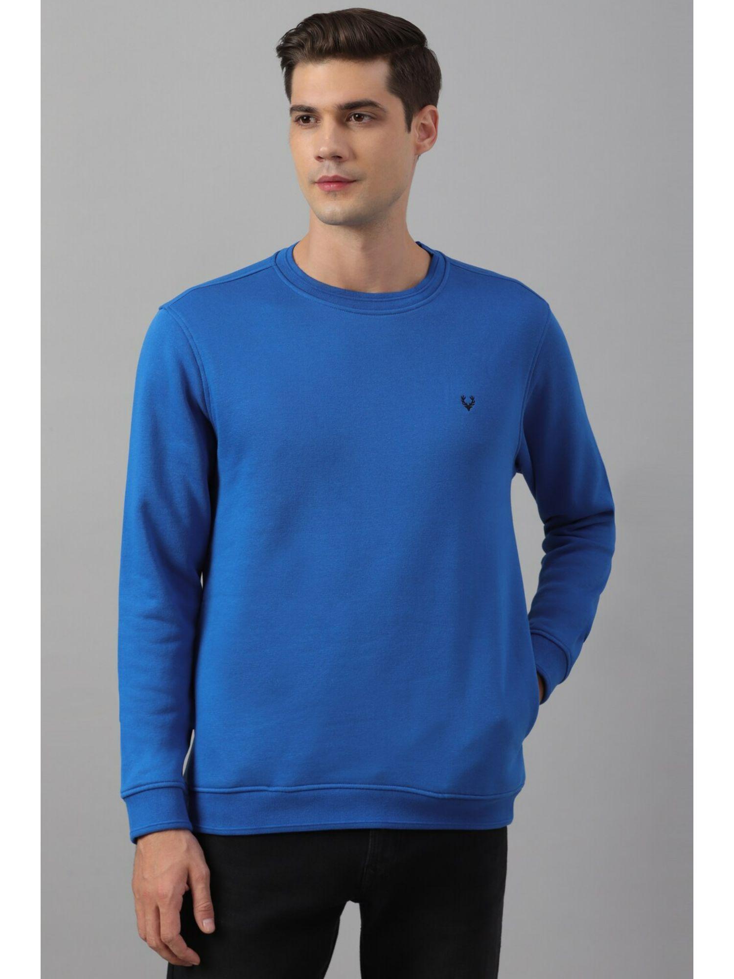 men blue crew neck full sleeves casual sweatshirt