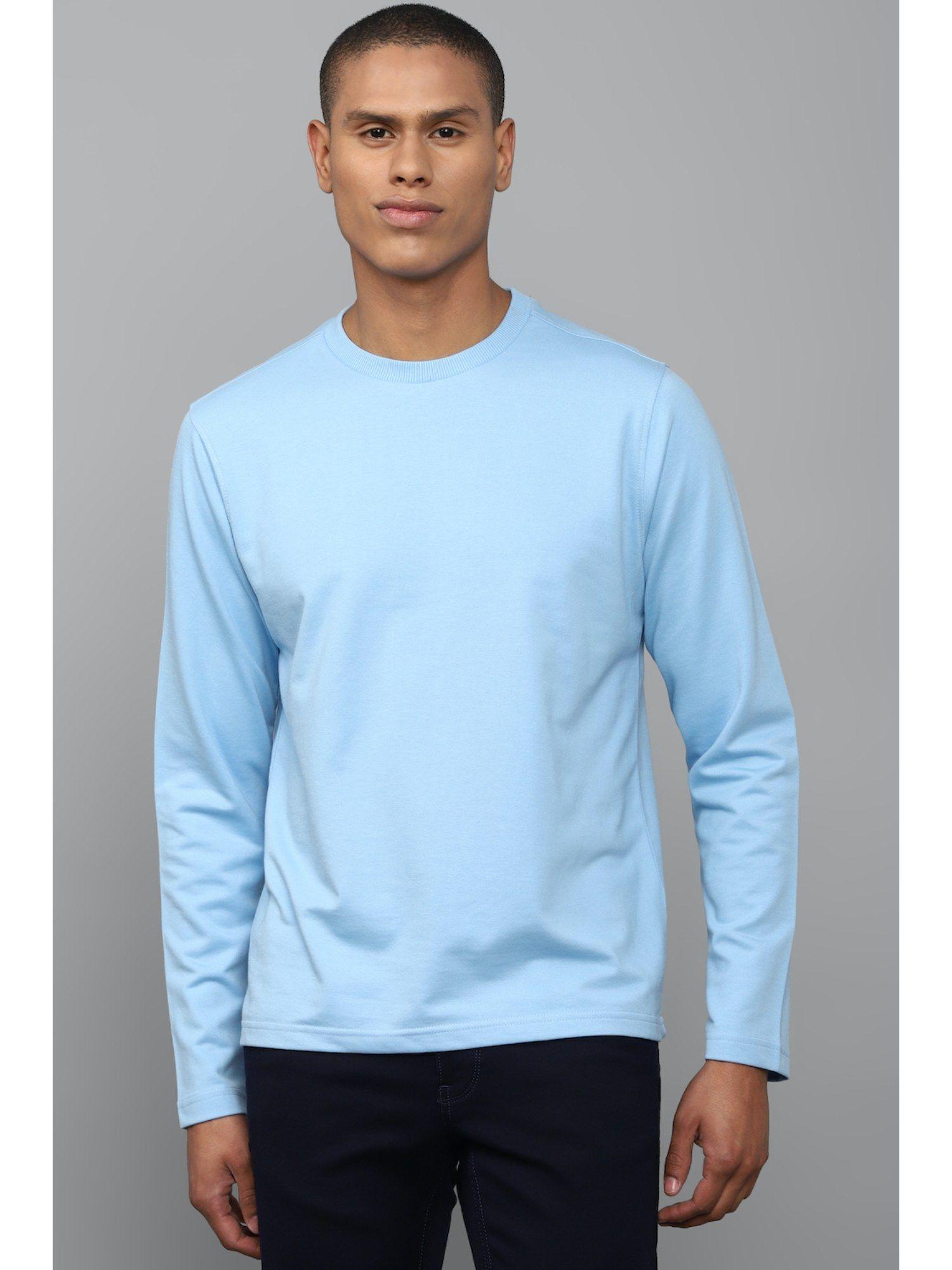 men blue crew neck full sleeves casual sweatshirt