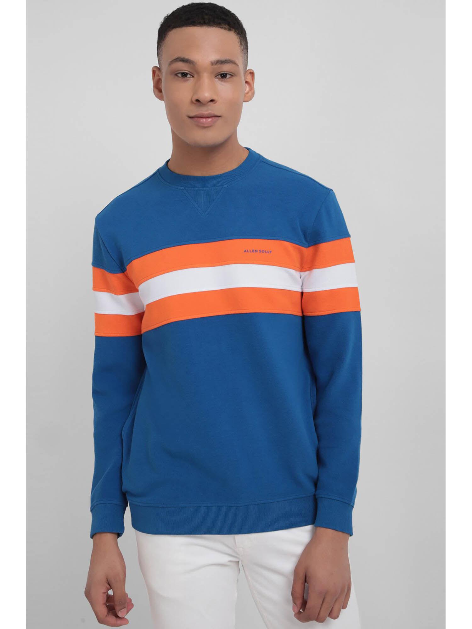 men blue crew neck full sleeves casual sweatshirt