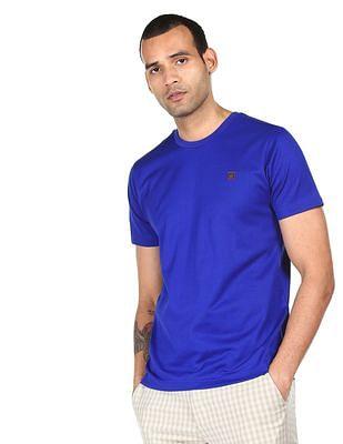 men blue crew neck solid t-shirt