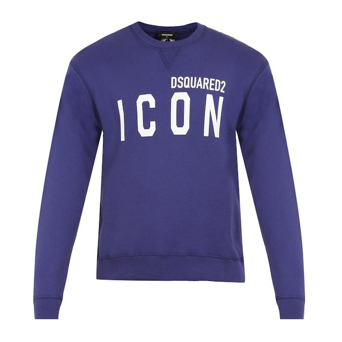 men blue d2 large icon logo sweatshirt