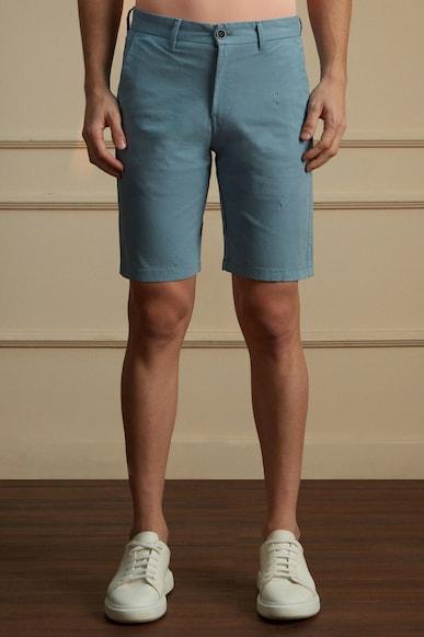 men blue embroidered regular fit casual shorts