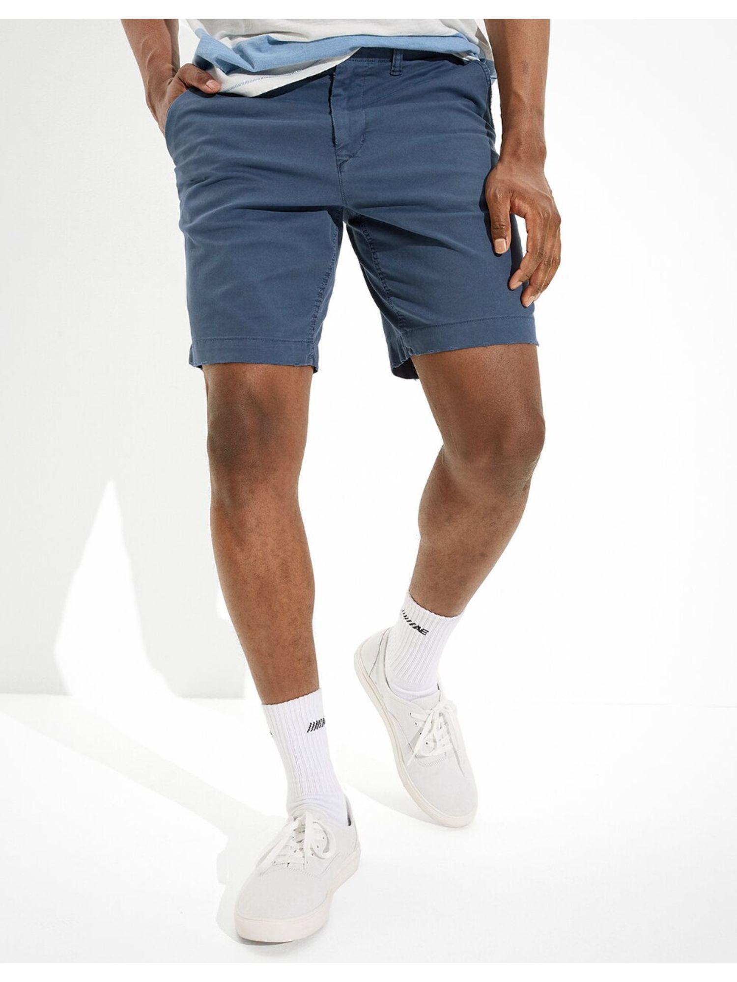 men blue flex lived-in short