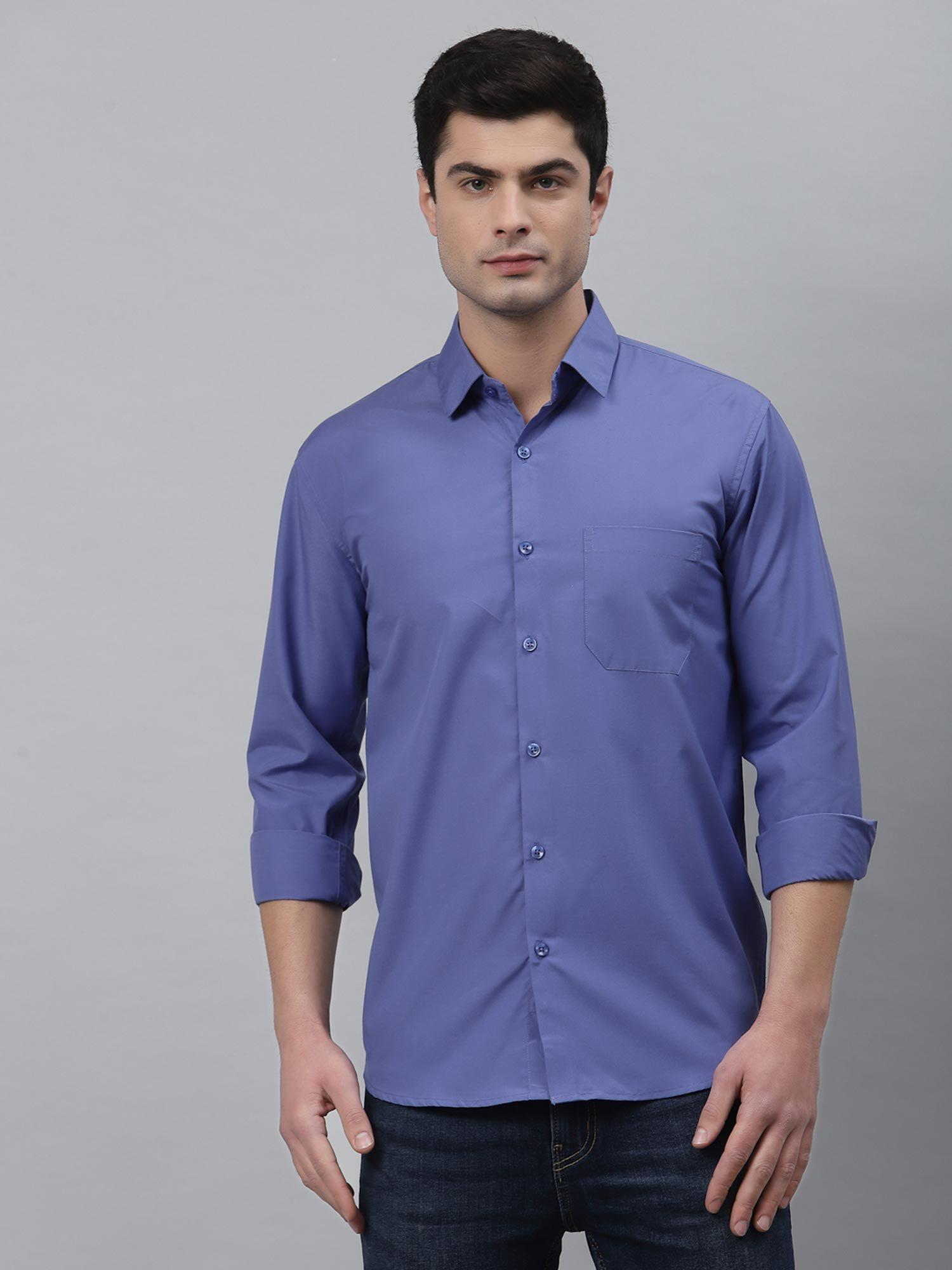 men blue full sleeves casual shirt