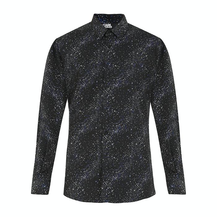 men blue galaxy print casual shirt