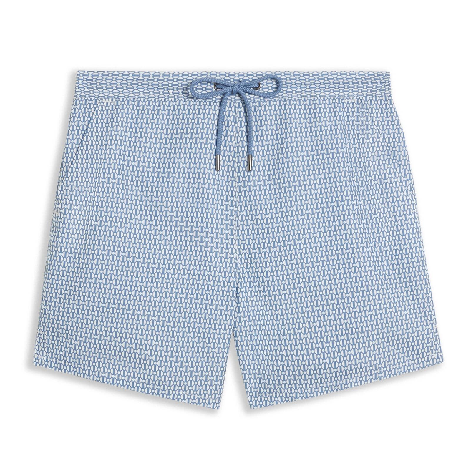 men blue geometric swim shorts