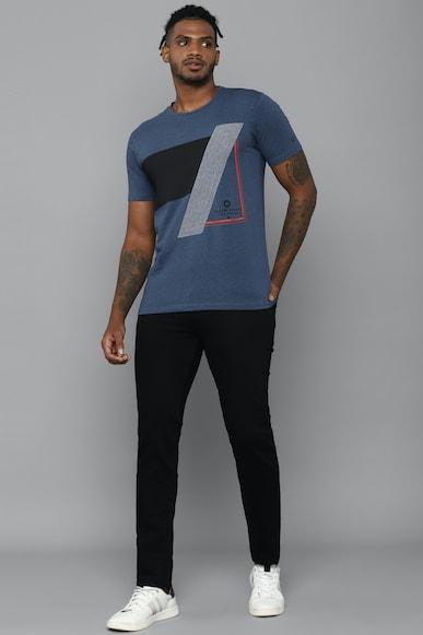 men blue graphic print crew neck graphic t-shirts