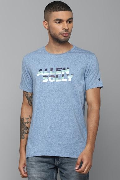 men blue graphic print crew neck graphic t-shirts