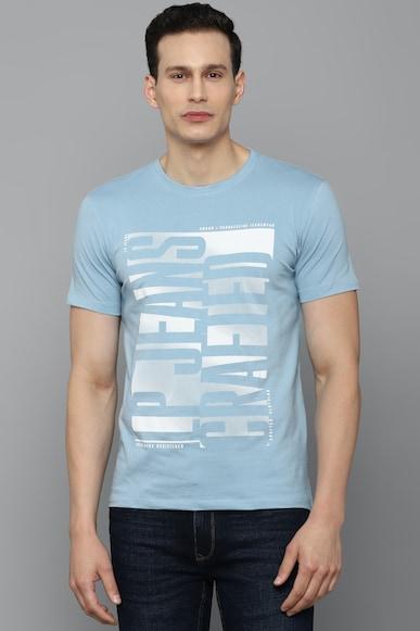 men blue graphic print crew neck t-shirt