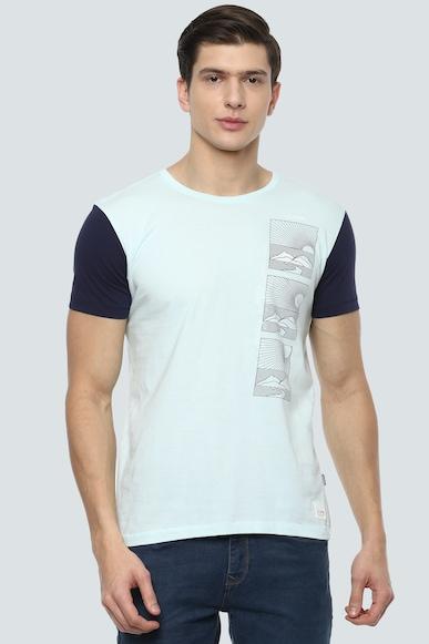 men blue graphic print crew neck t-shirt