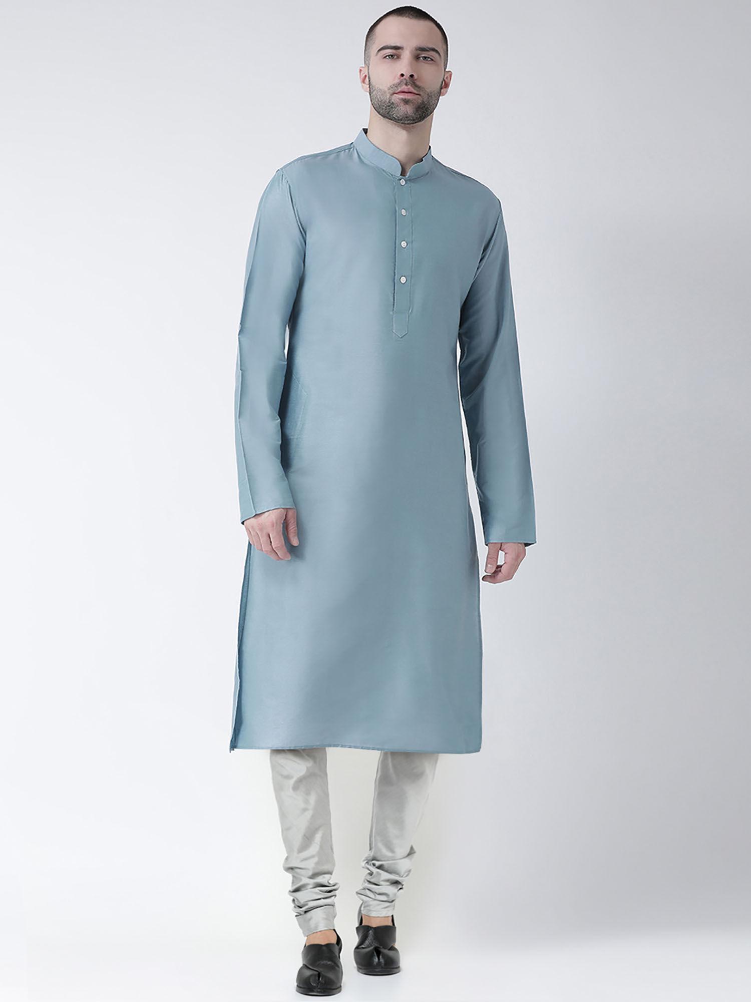 men blue kurta and churidar (set of 2)