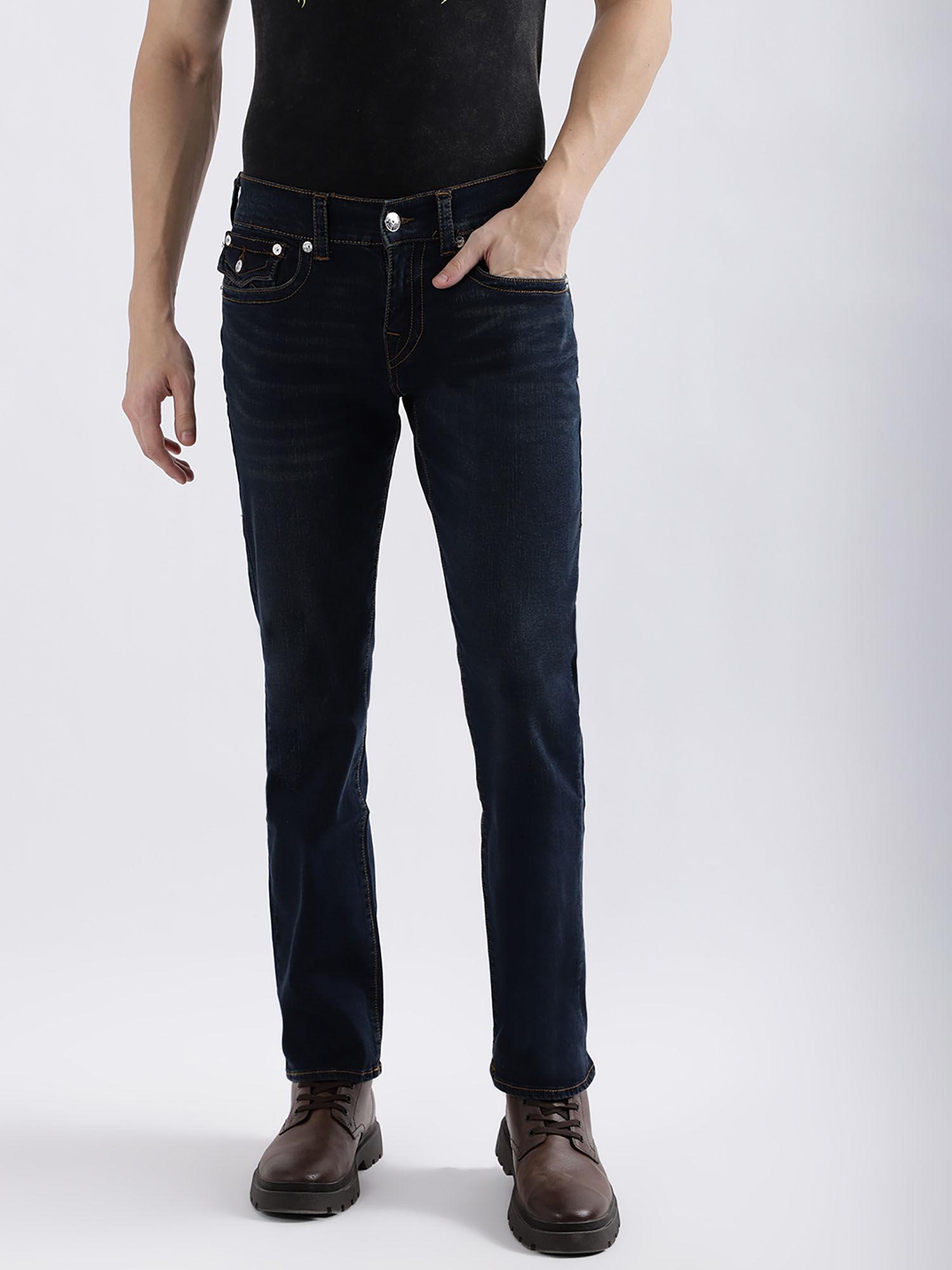 men blue mid-rise straight fit jeans