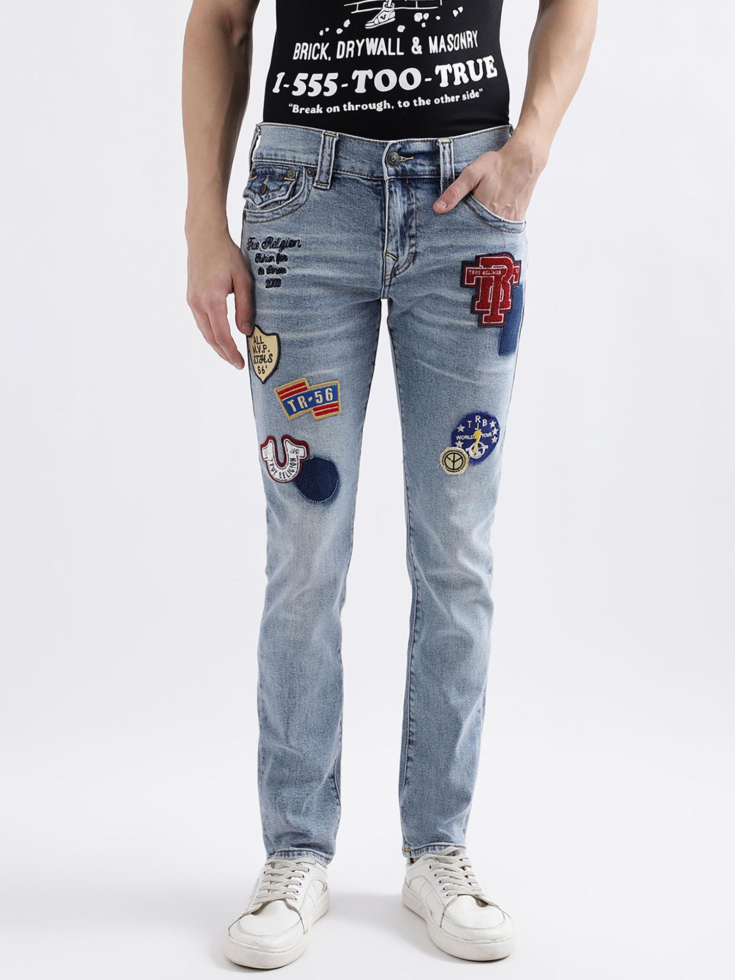 men blue mid-rise straight fit jeans
