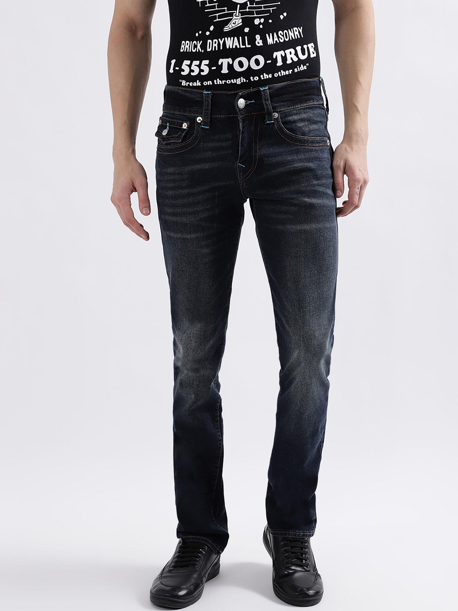 men blue mid-rise straight fit jeans