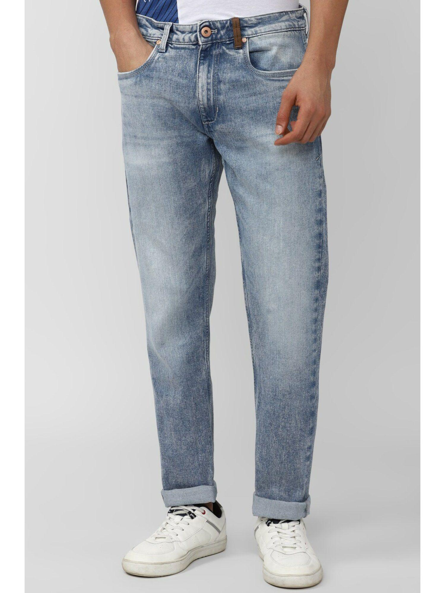 men blue mid wash regular fit jeans