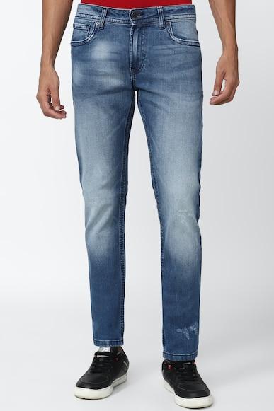 men blue mid wash regular fit jeans