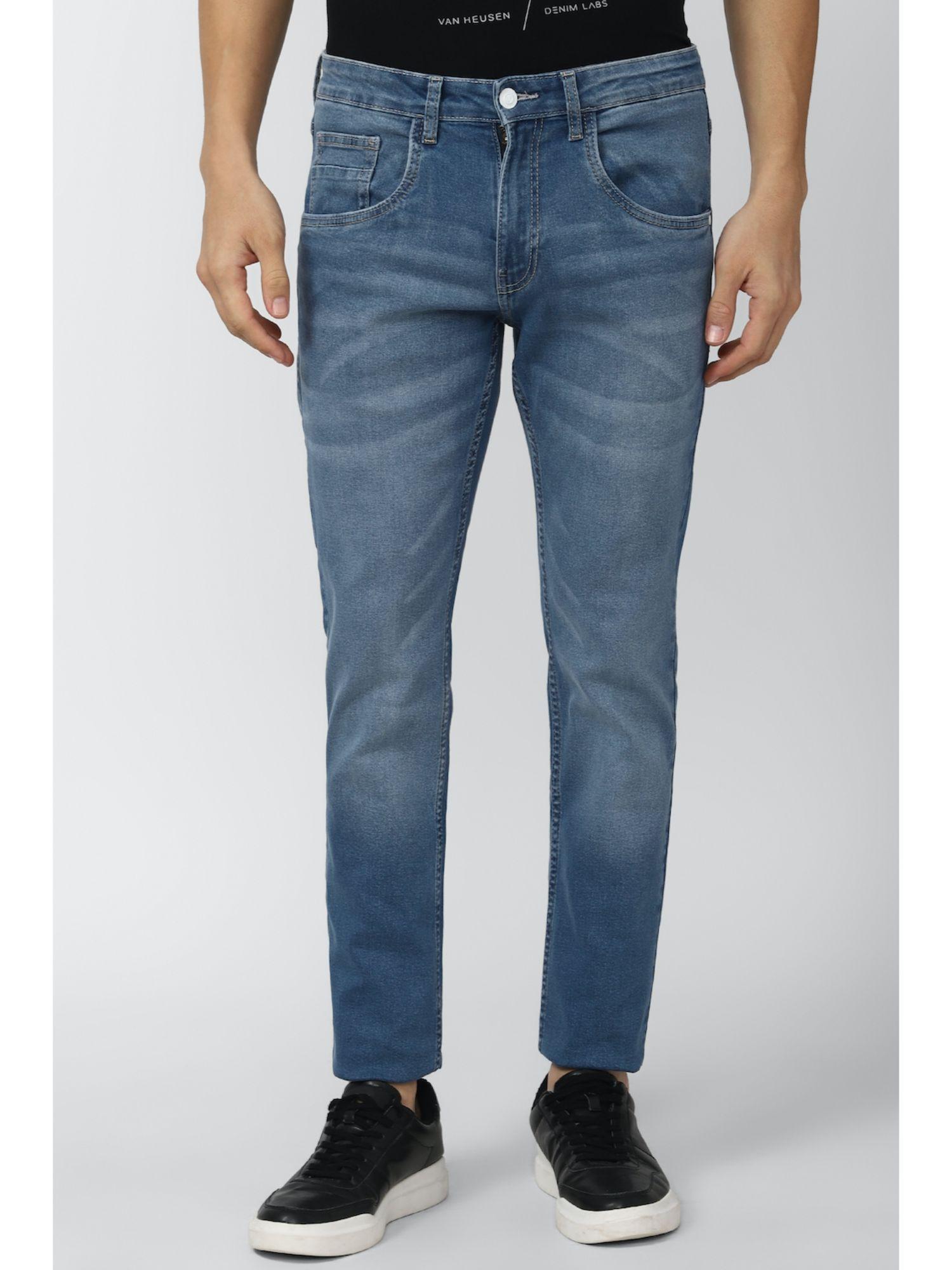 men blue mid wash slim fit jeans