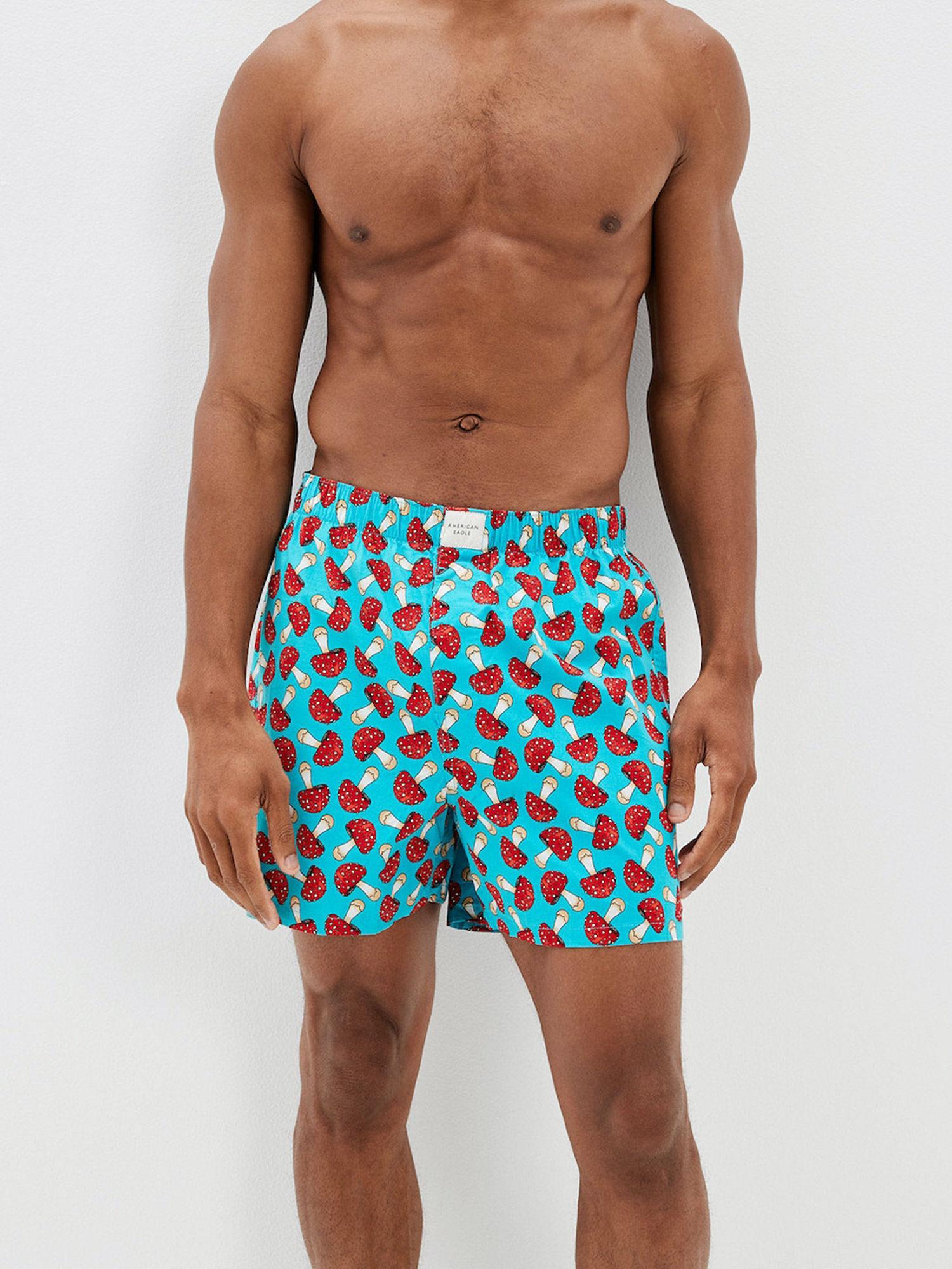 men blue mushrooms stretch boxer short