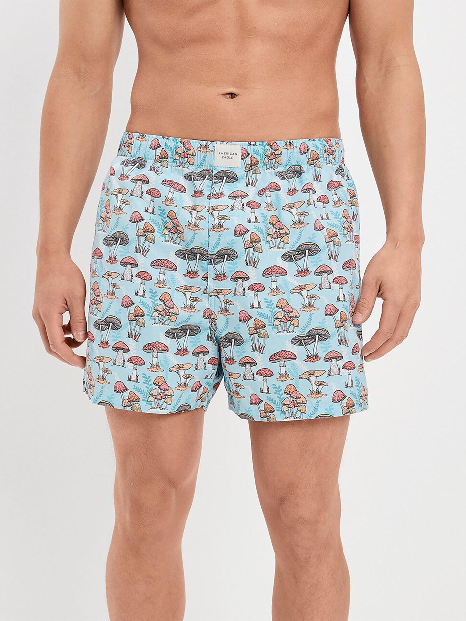 men blue mushrooms stretch boxer shorts