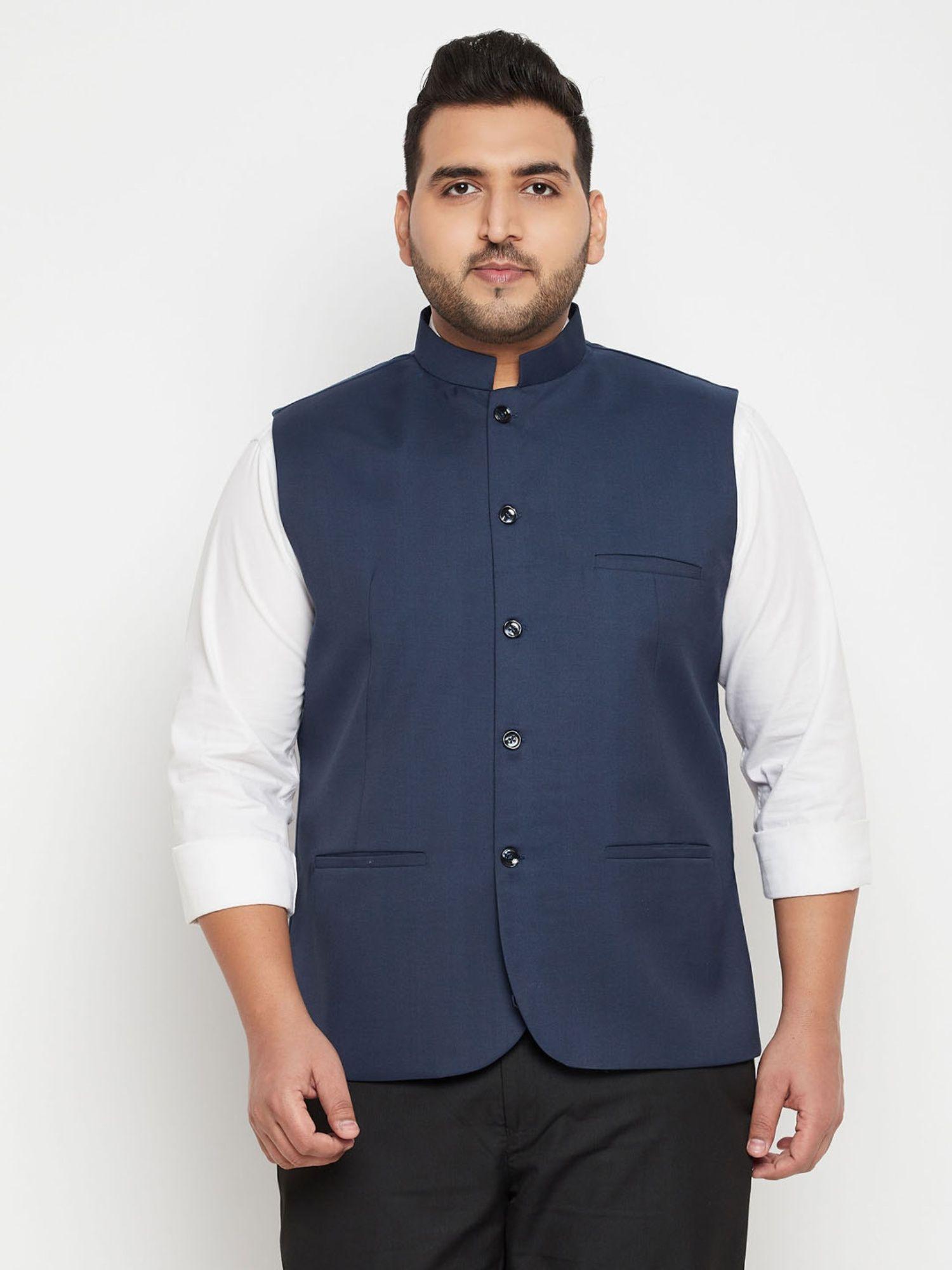 men blue nehru jacket