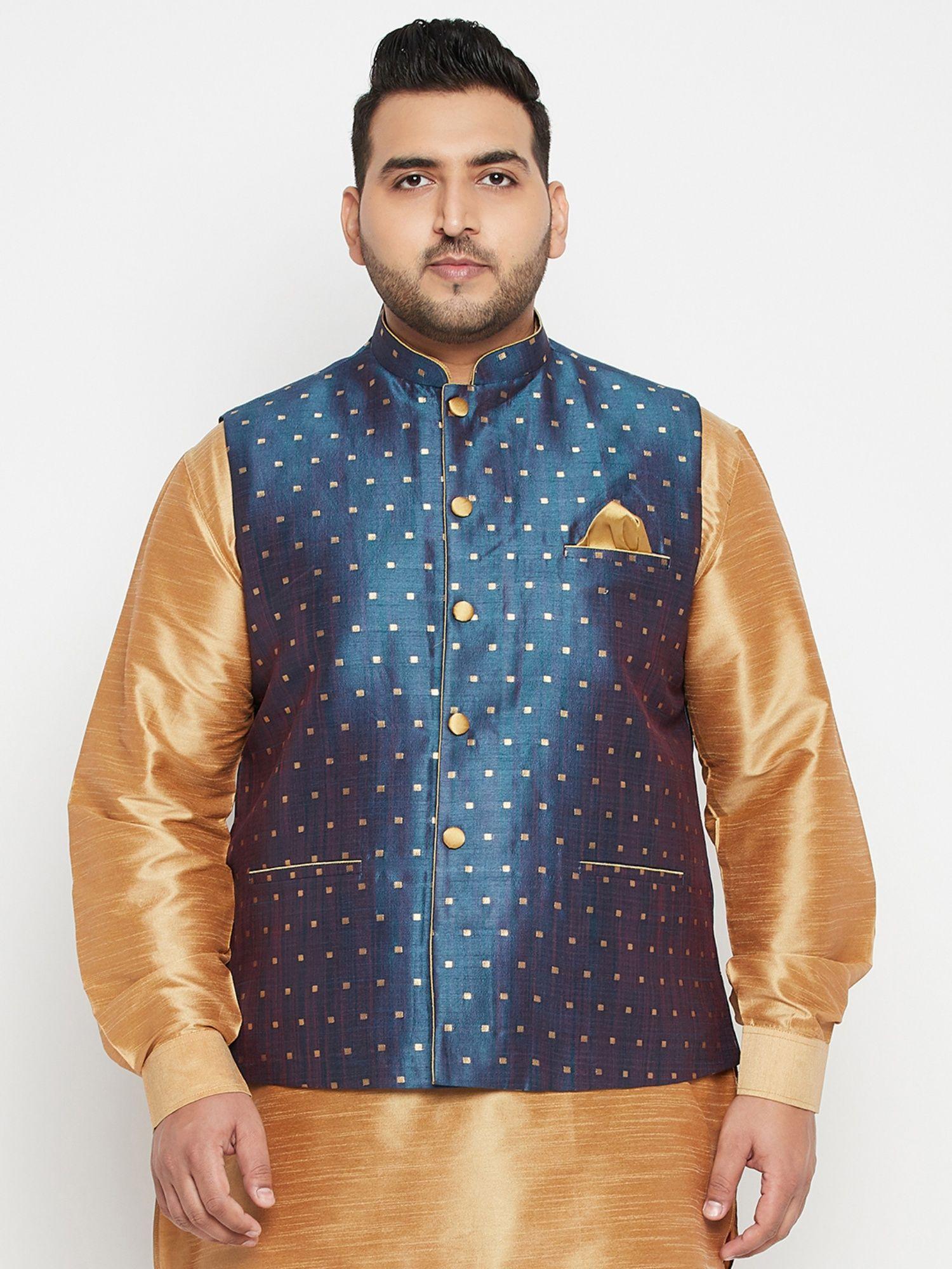 men blue nehru jacket