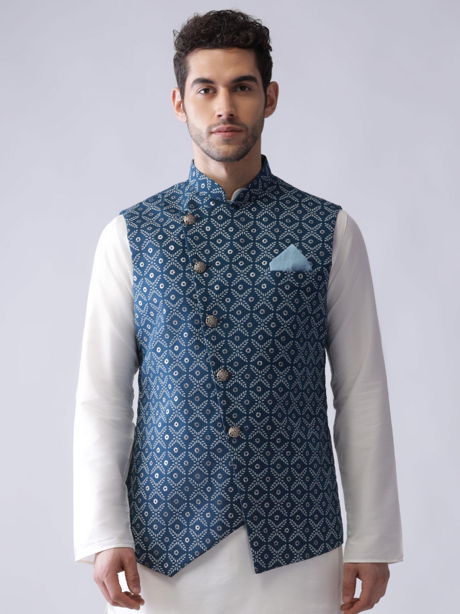 men blue nehru jacket