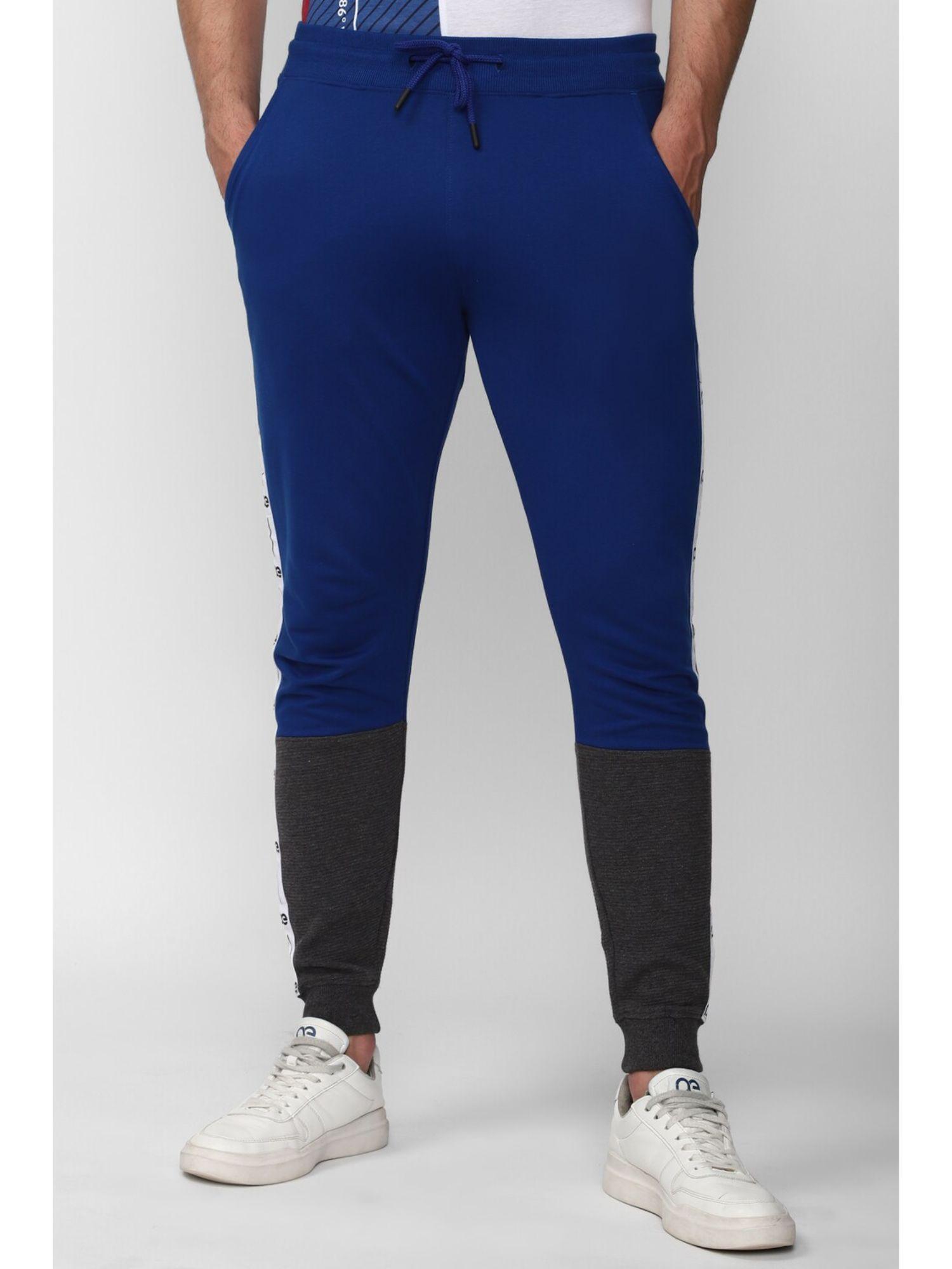 men blue print casual jogger pants
