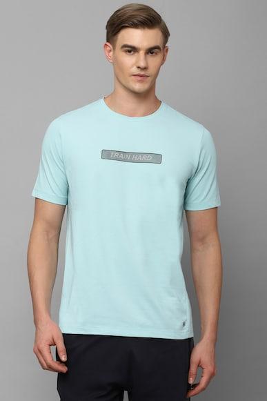 men blue print crew neck t-shirt