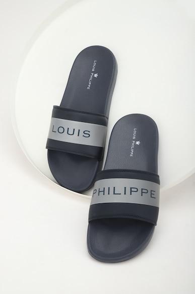 men blue print flip flops