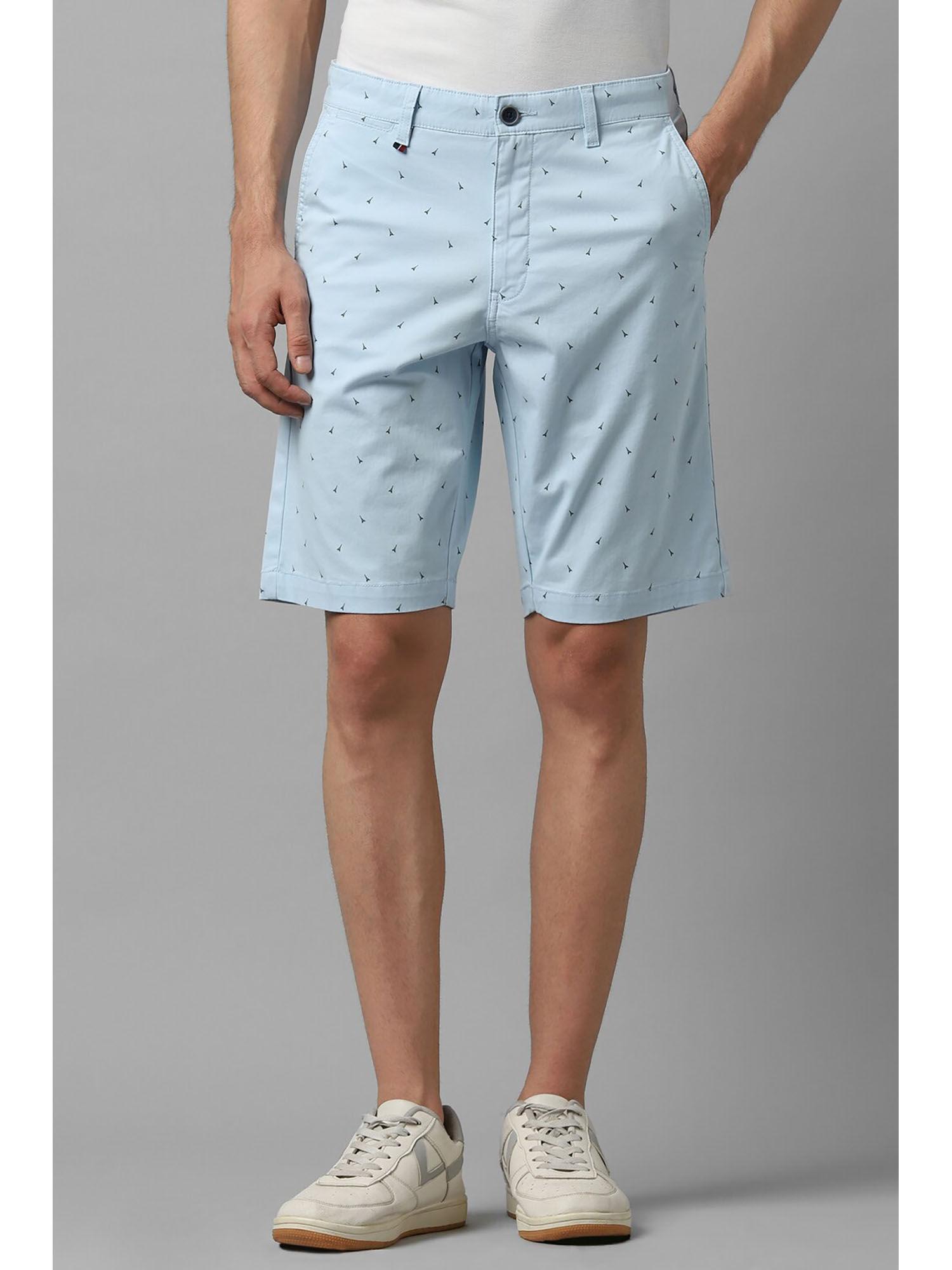 men blue print slim fit shorts