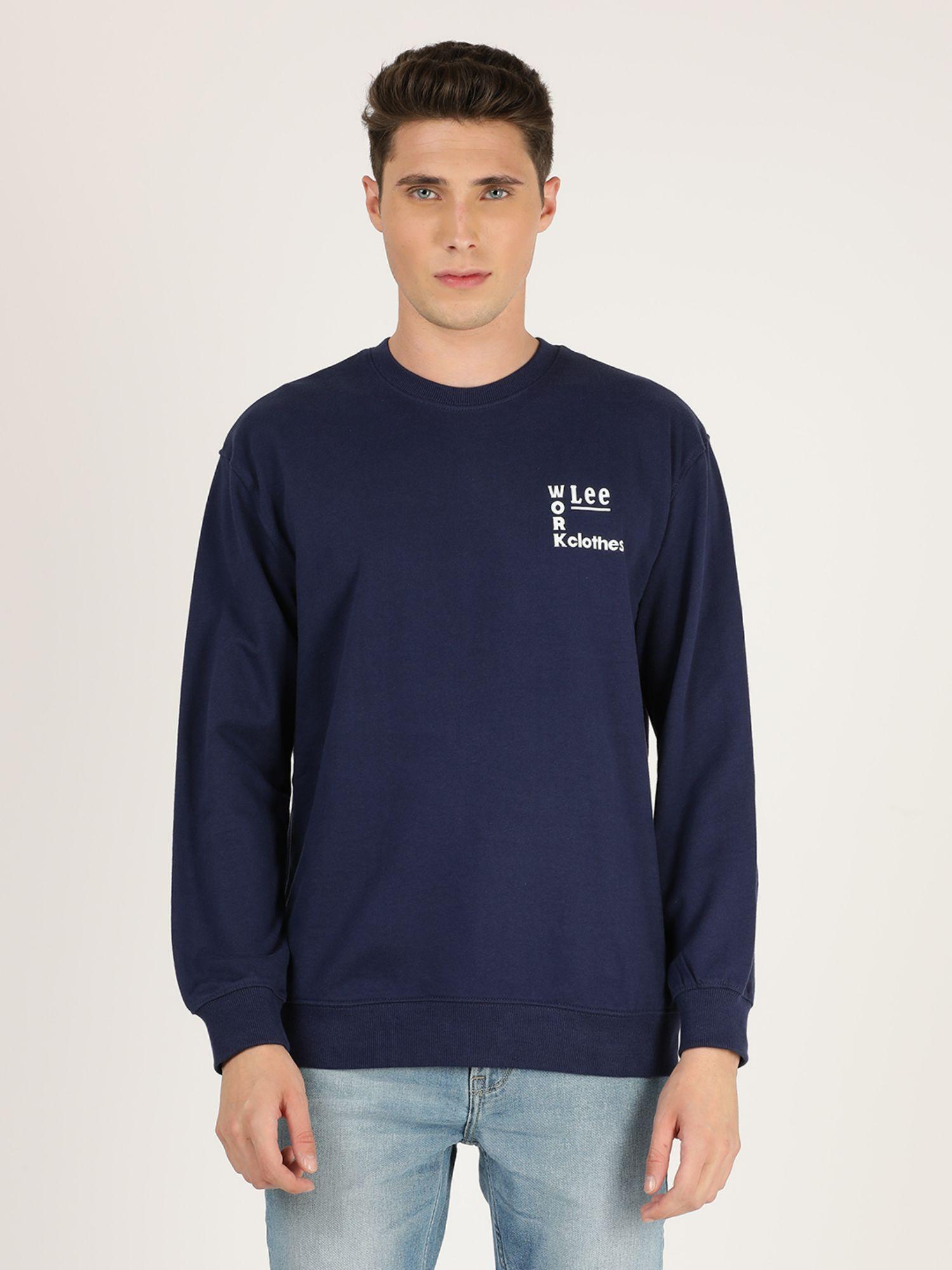 men blue printed comfort sweatshirt