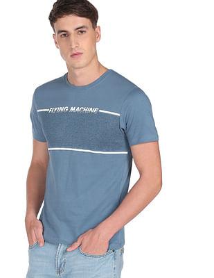 men blue pure cotton brand print t-shirt
