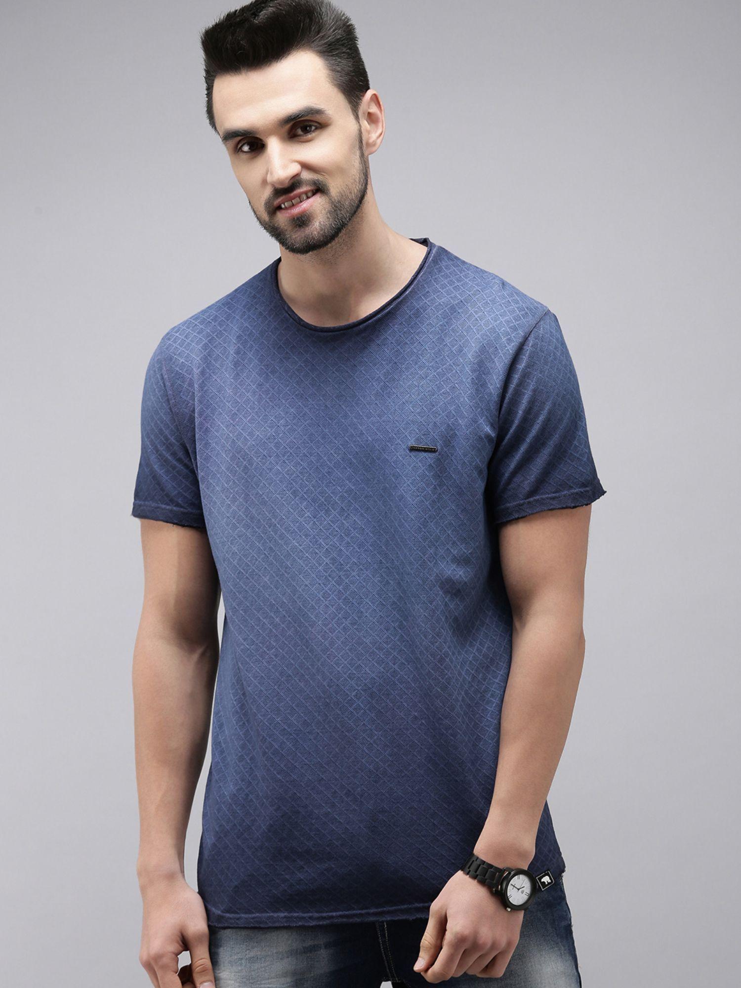 men blue pure cotton t-shirt