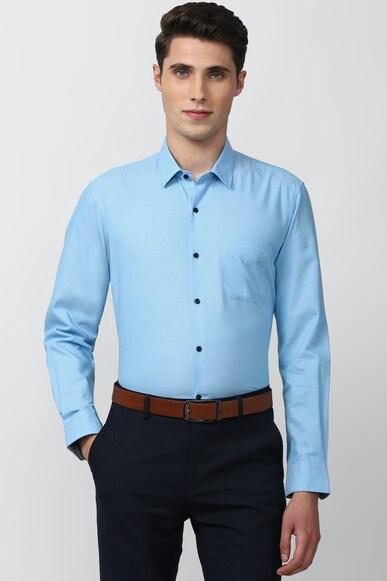 men blue regular fit formal full sleeves formal shirt