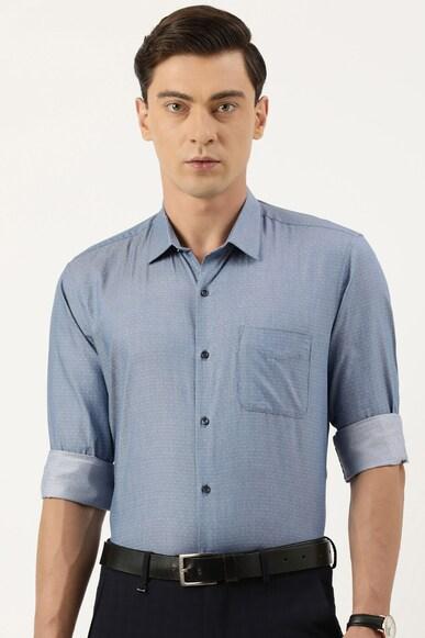 men blue regular fit formal full sleeves formal shirt