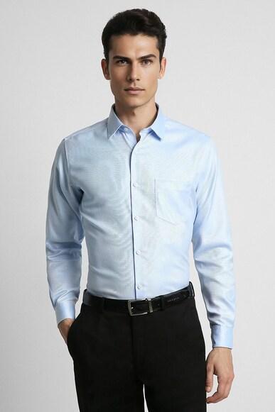 men blue regular fit formal full sleeves formal shirt