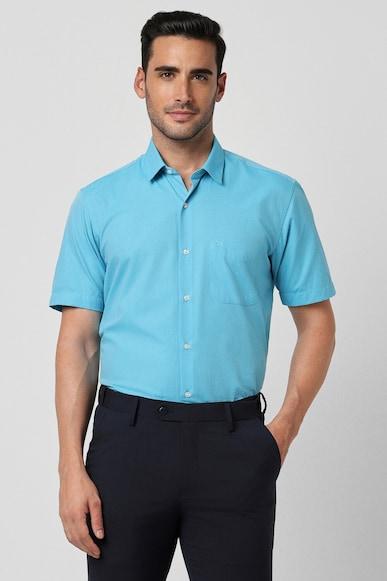 men blue regular fit formal half sleeves formal shirt
