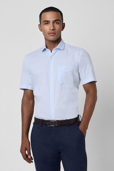 men blue regular fit formal half sleeves formal shirt