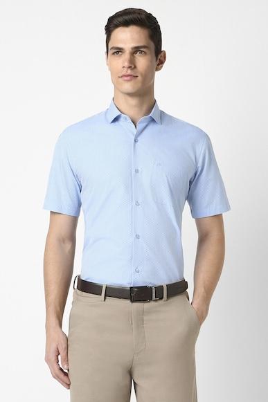 men blue regular fit formal half sleeves formal shirt