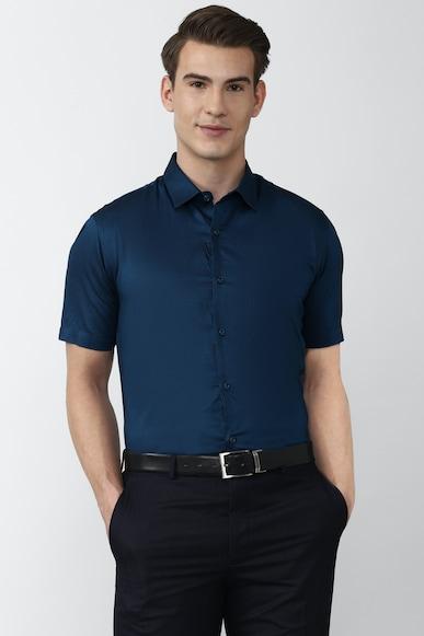 men blue regular fit formal shirts