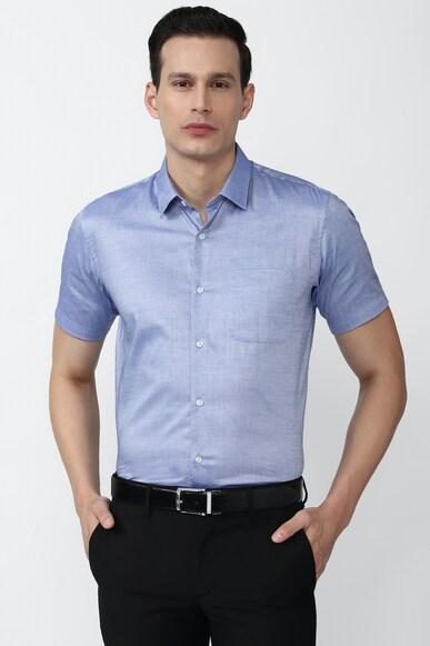 men blue regular fit formal shirts