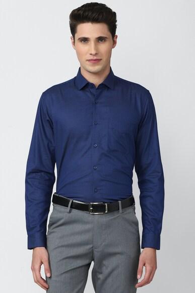 men blue regular fit formal shirts