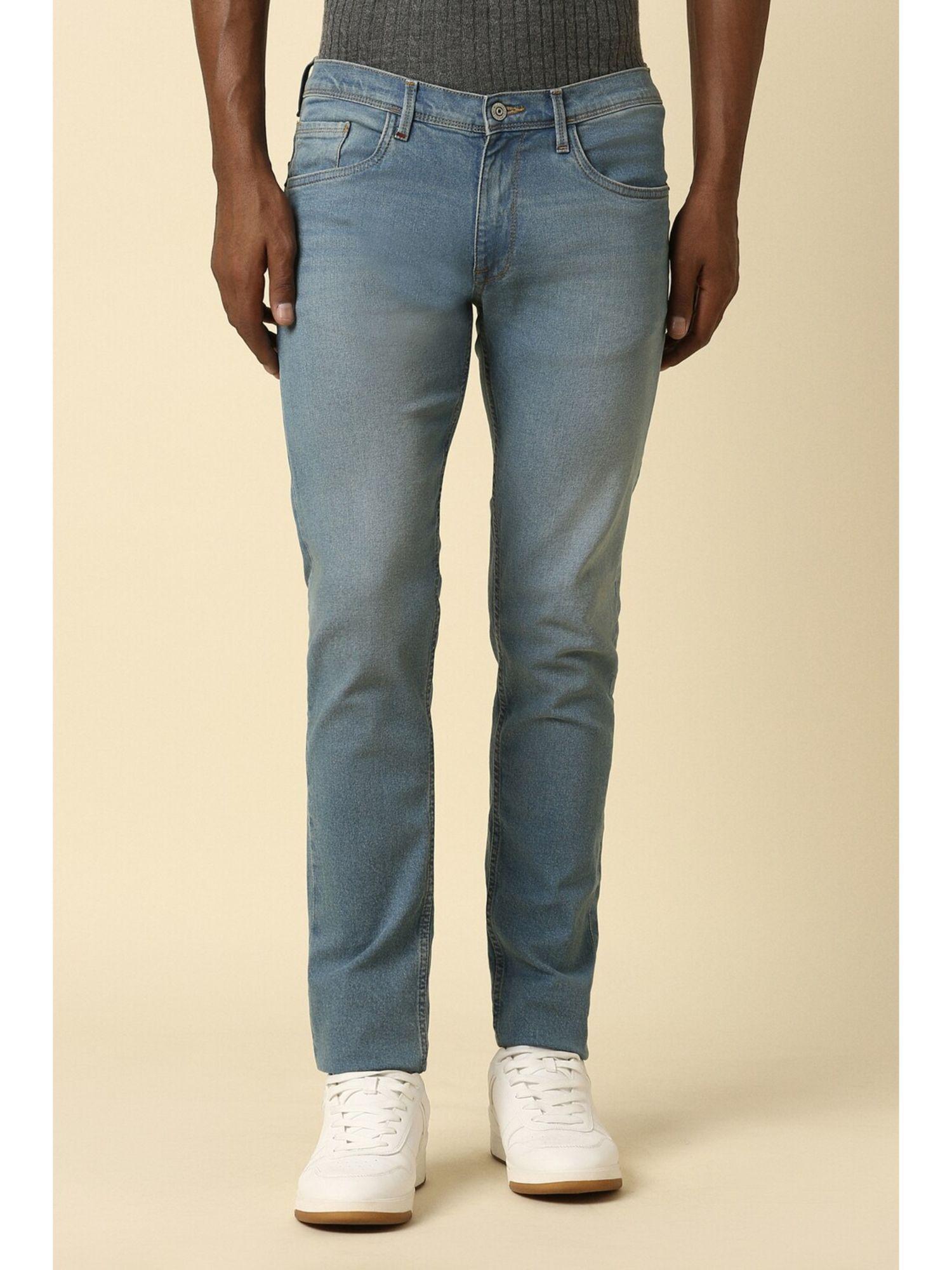 men blue skinny fit mid wash jeans