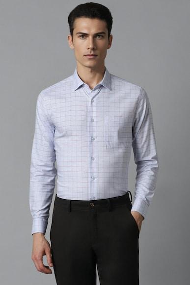 men blue slim fit check full sleeves formal shirt